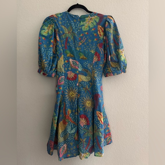 Farm Rio / Ocean Stories Mini Dress / Boho Floral Mini Dress XS - Picture 7 of 8